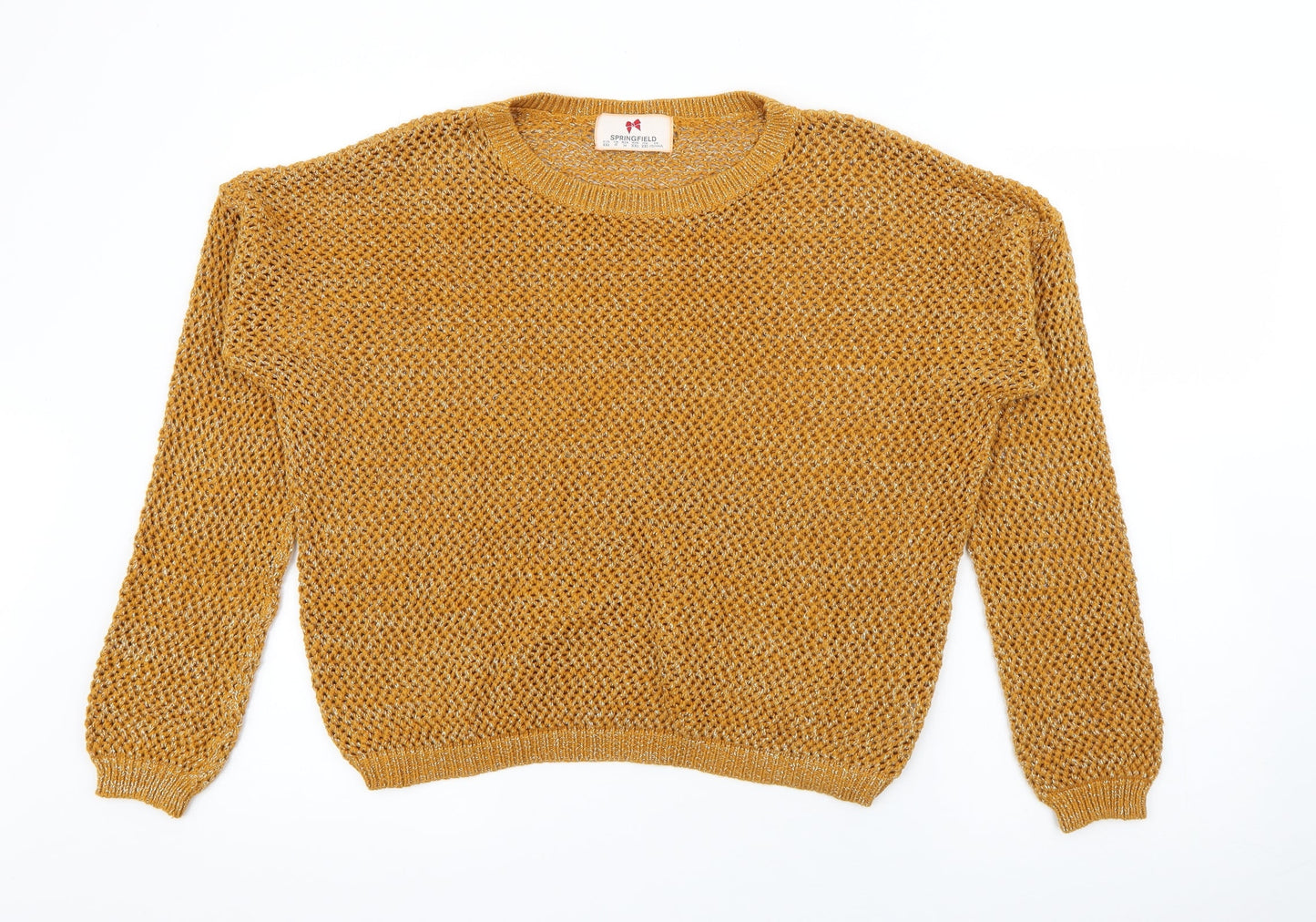 Springfield Womens Yellow Crew Neck  Acrylic Pullover Jumper Size 16