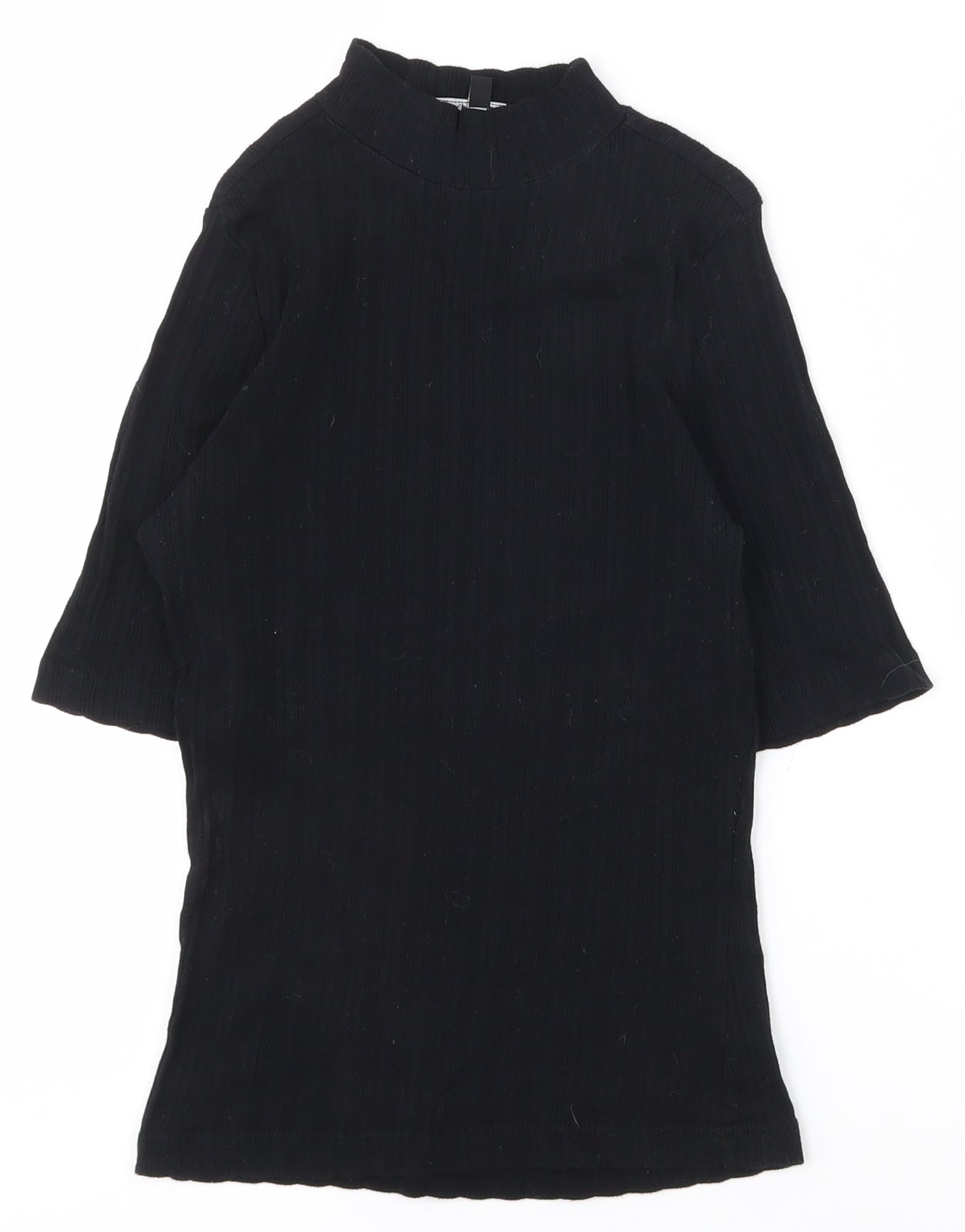 New Look Womens Black  100% Cotton Basic T-Shirt Size 6 High Neck