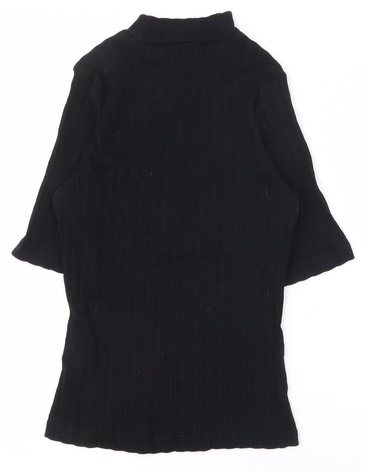 New Look Womens Black  100% Cotton Basic T-Shirt Size 6 High Neck