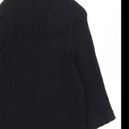New Look Womens Black  100% Cotton Basic T-Shirt Size 6 High Neck