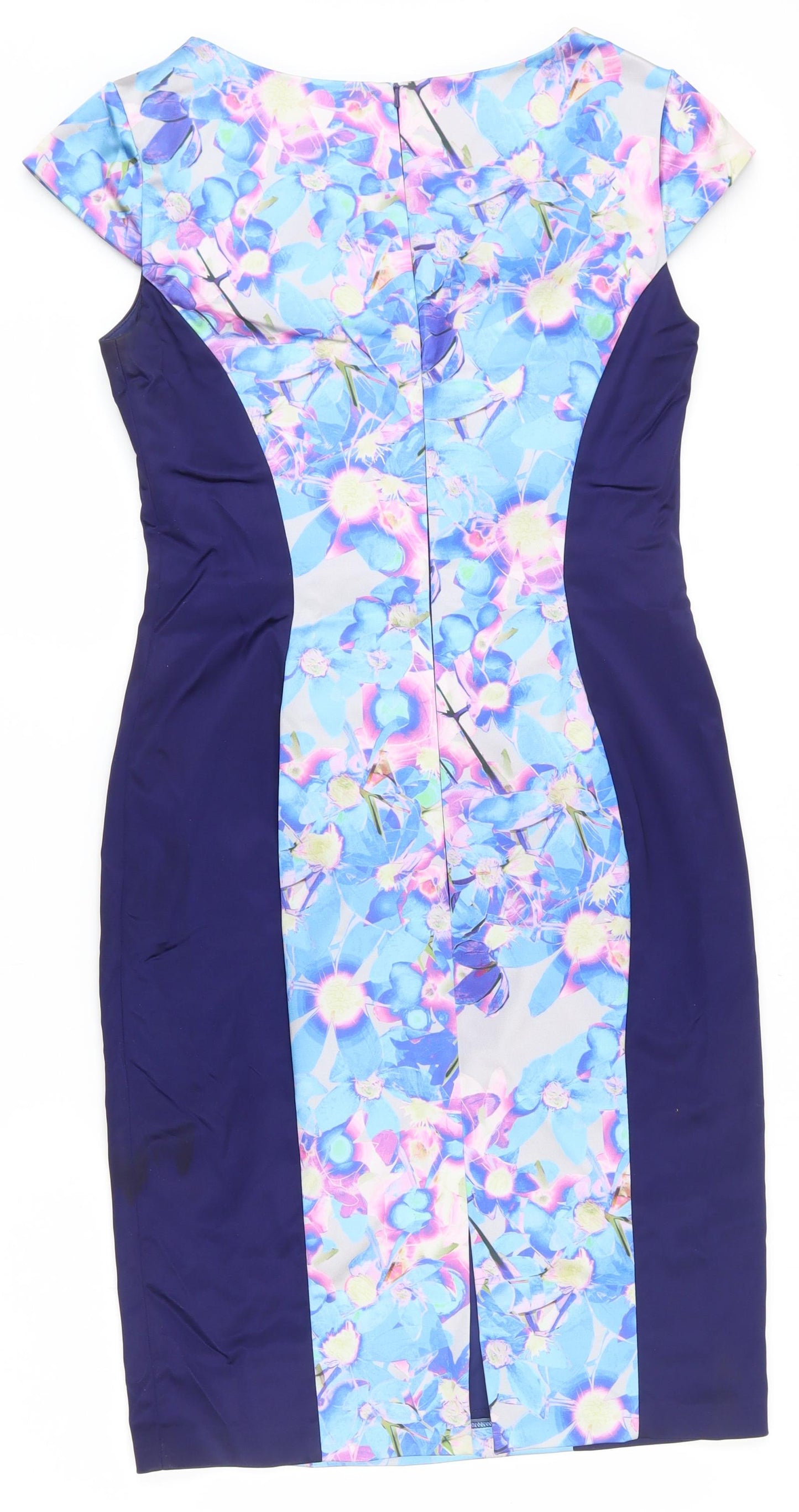Coast Womens Multicoloured Floral Acetate Bodycon  Size 10  V-Neck Zip - Asymmetric neckline