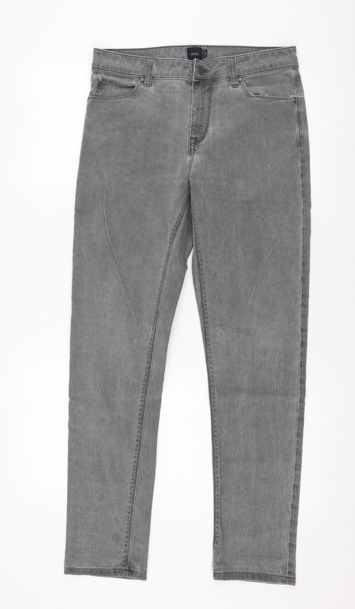 ASOS Womens Grey  Cotton Skinny Jeans Size 30 L28 in Regular Zip