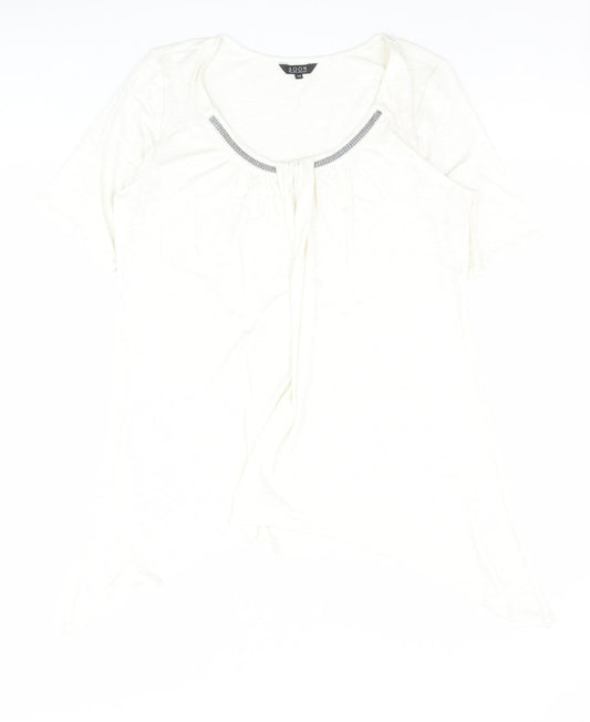Soon Womens White  Viscose Basic Blouse Size 16 Scoop Neck