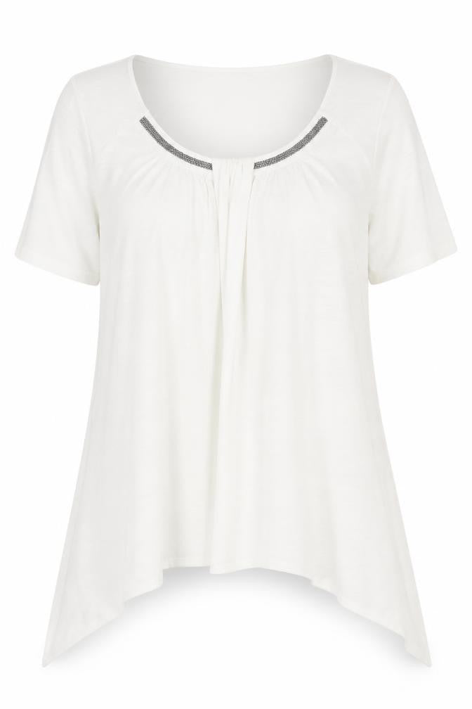Soon Womens White  Viscose Basic Blouse Size 16 Scoop Neck