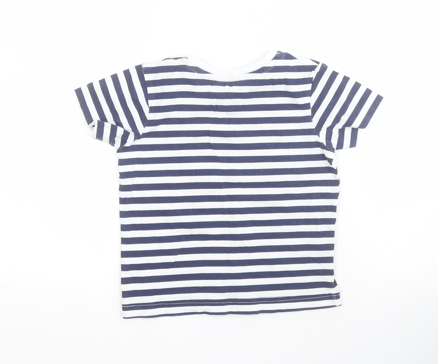 Matalan Baby Blue Striped 100% Cotton Pullover T-Shirt Size 18-24 Months Crew Neck Pullover - Space