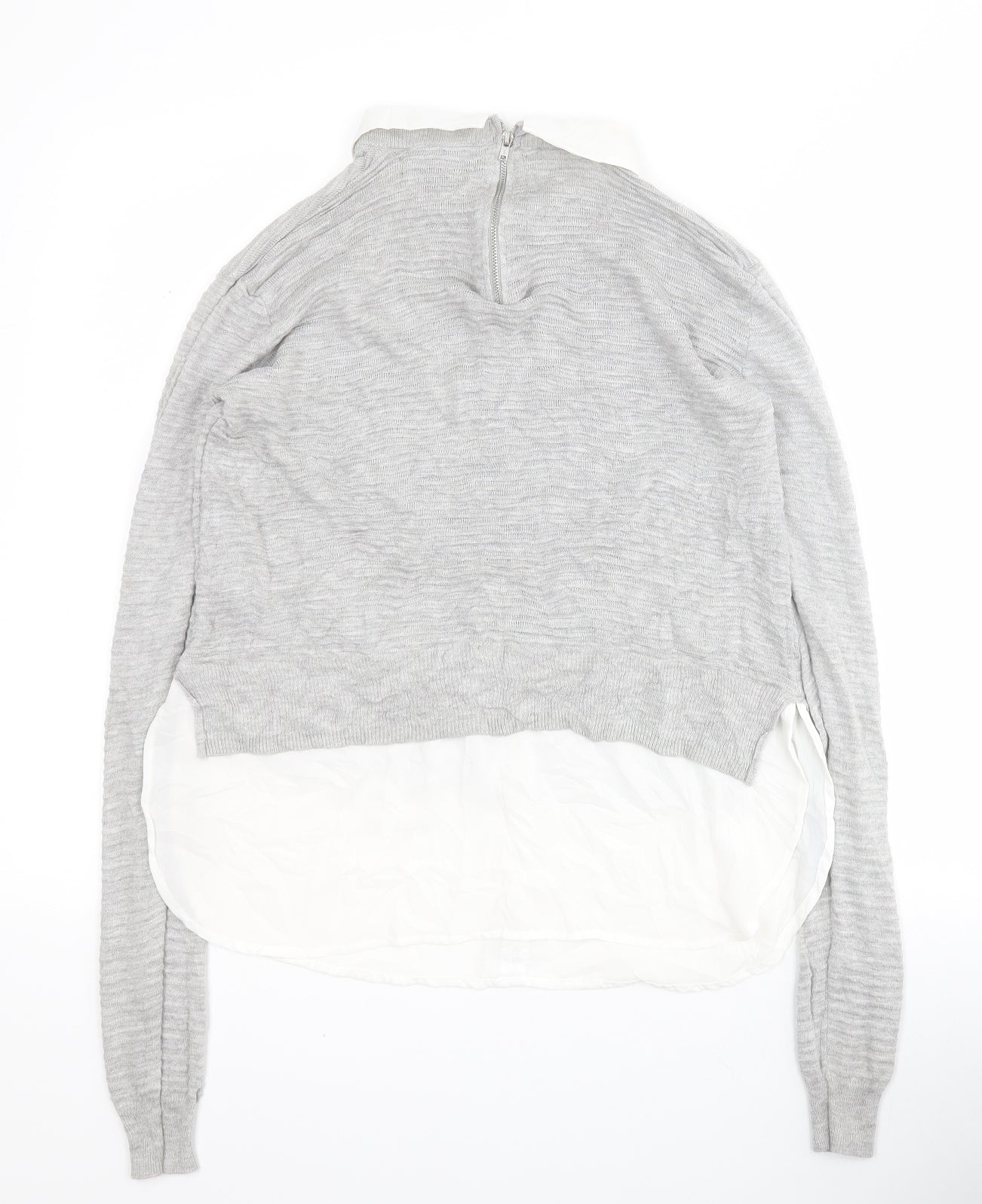 Primark Womens Grey Collared  Viscose Pullover Jumper Size 12