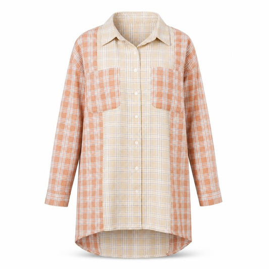 PRETTYLITTLETHING Womens Beige Plaid Polyester Shirt Dress  Size 2  Collared Button