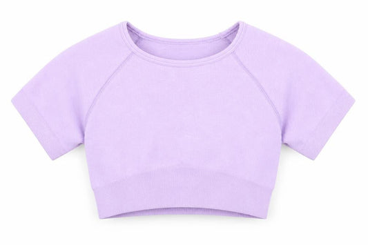Womens Purple  Nylon Cropped T-Shirt Size XS Round Neck