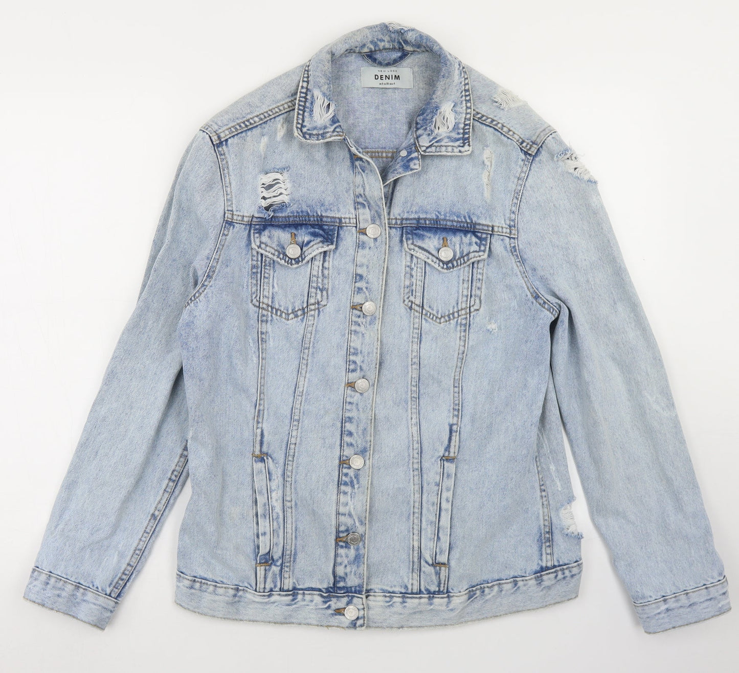 New Look Womens Blue   Jacket  Size 8  Button - Distressed