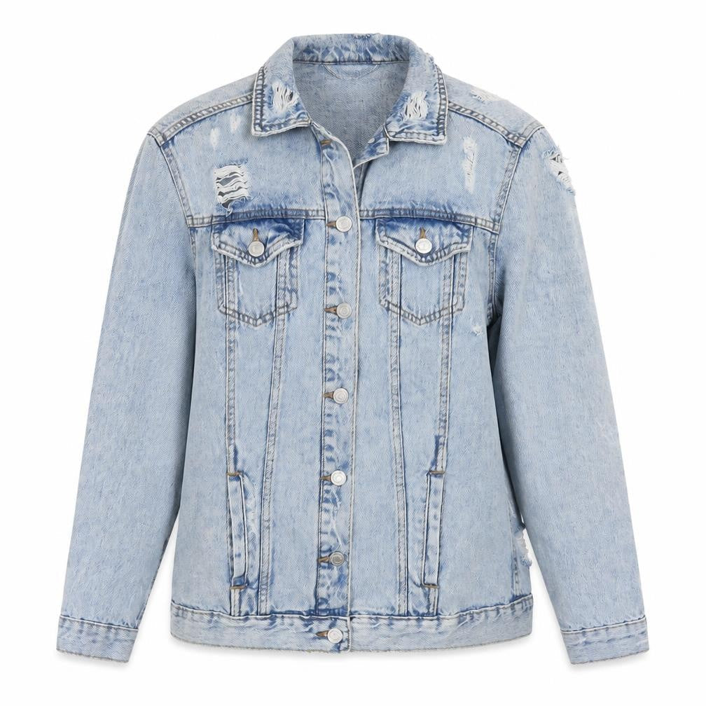 New Look Womens Blue   Jacket  Size 8  Button - Distressed
