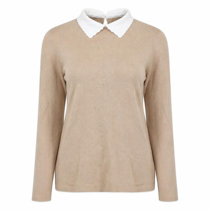 Dorothy Perkins Womens Beige Collared  Viscose Pullover Jumper Size 8