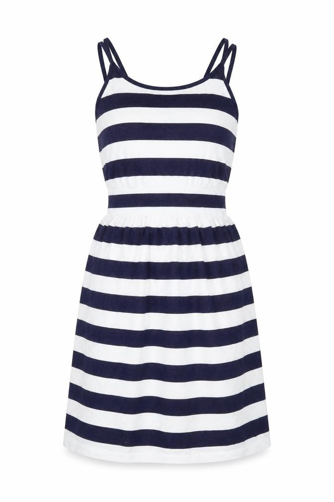 Atmosphere Womens Blue Striped Polyamide Fit & Flare  Size S  Off the Shoulder Pullover