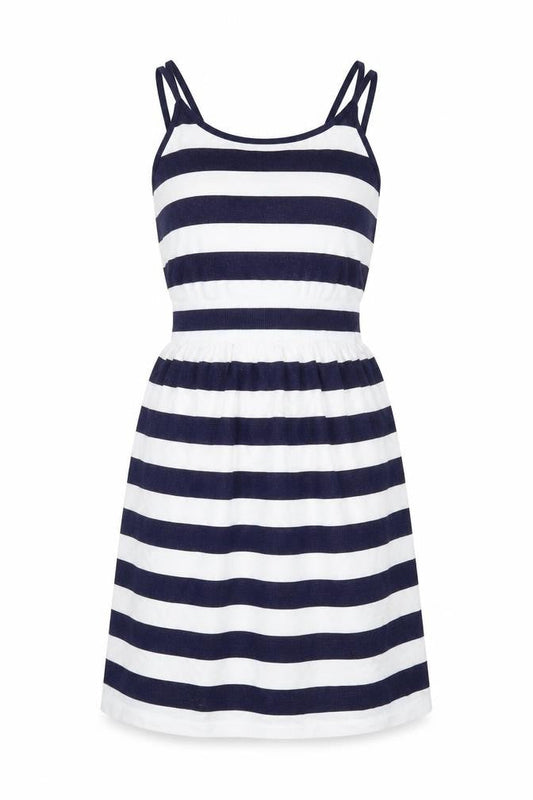 Atmosphere Womens Blue Striped Polyamide Fit & Flare  Size S  Off the Shoulder Pullover