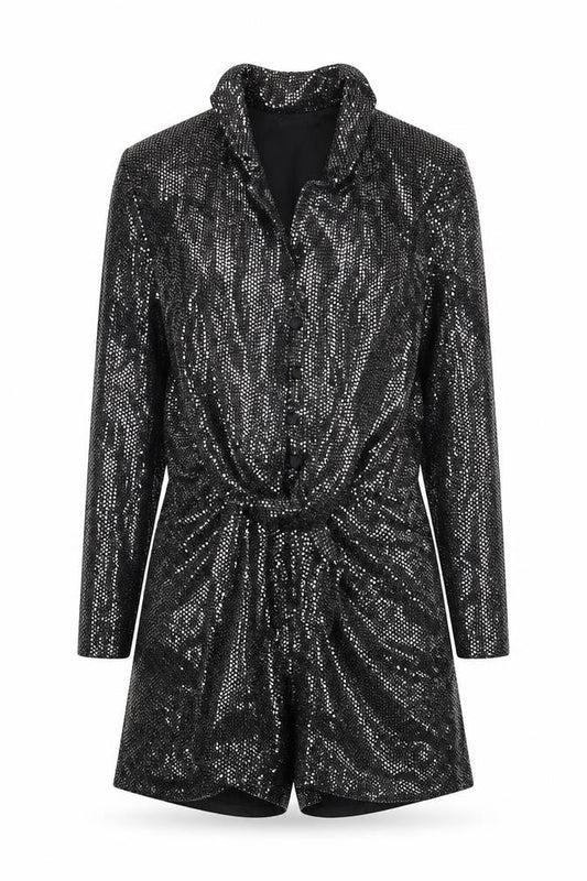 Zara Womens Black  Polyester Romper One-Piece Size XS  Button - Tie