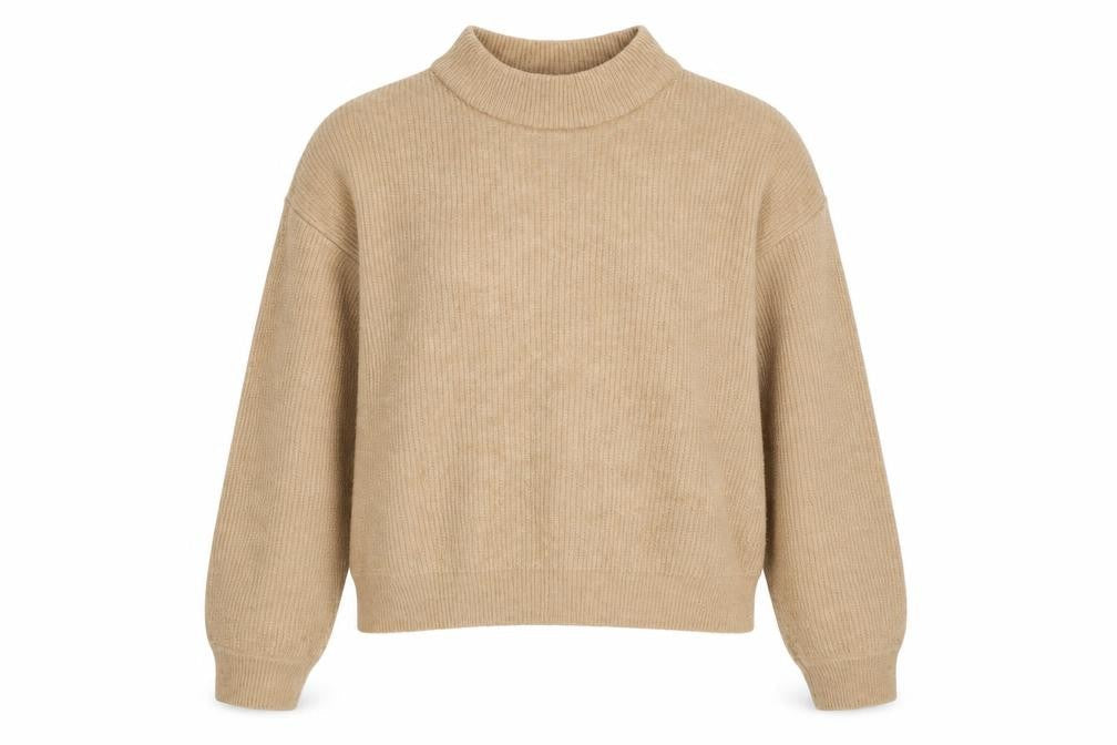 H&M Womens Beige High Neck  Acrylic Pullover Jumper Size S