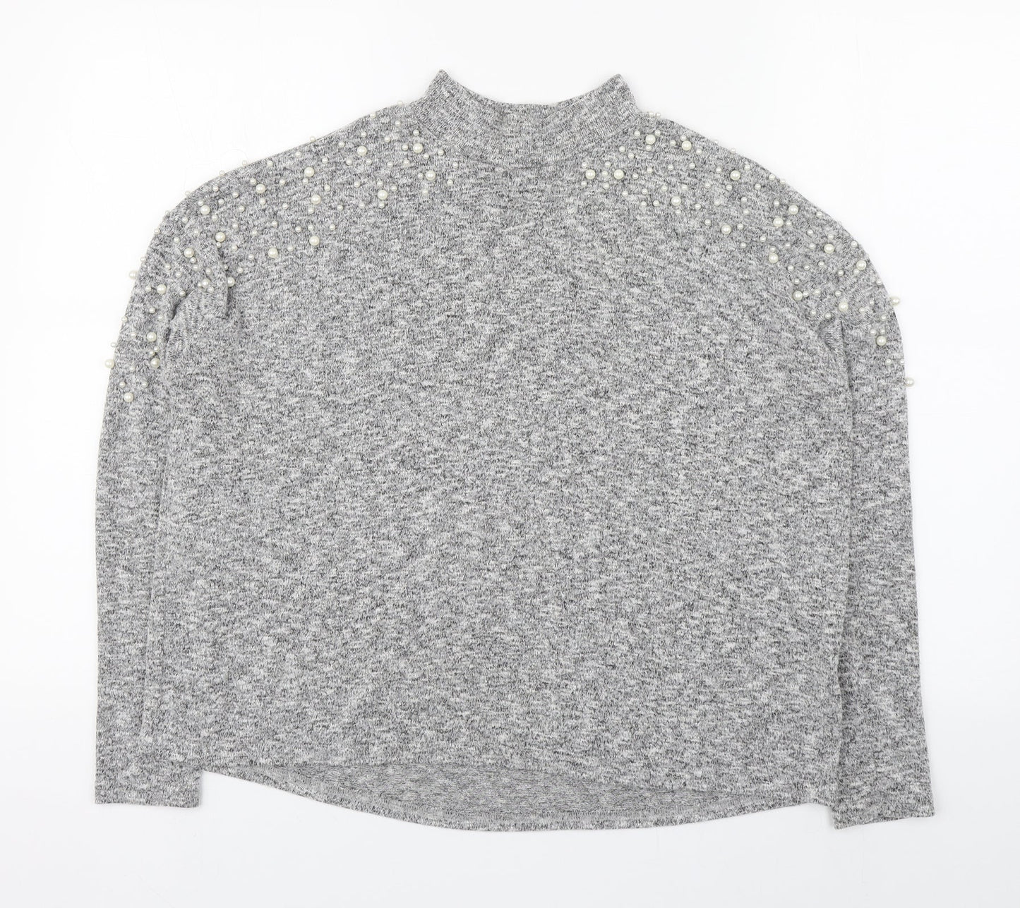 Divided Womens Grey High Neck  Polyester Pullover Jumper Size S