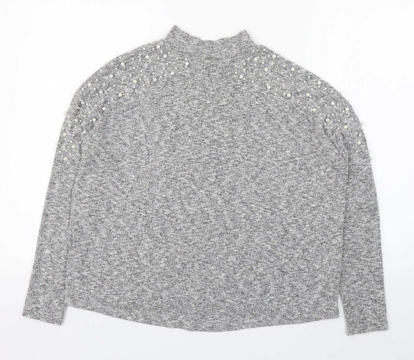 Divided Womens Grey High Neck  Polyester Pullover Jumper Size S