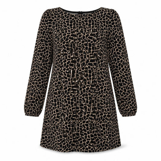 Wallis Womens Brown Animal Print Polyester A-Line  Size 10  Round Neck Pullover