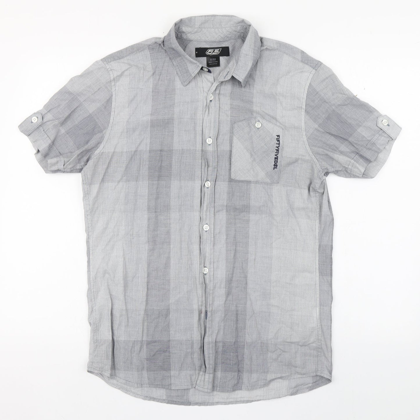 Fifty Five DSL Mens Grey Plaid Cotton  Button-Up Size M Collared