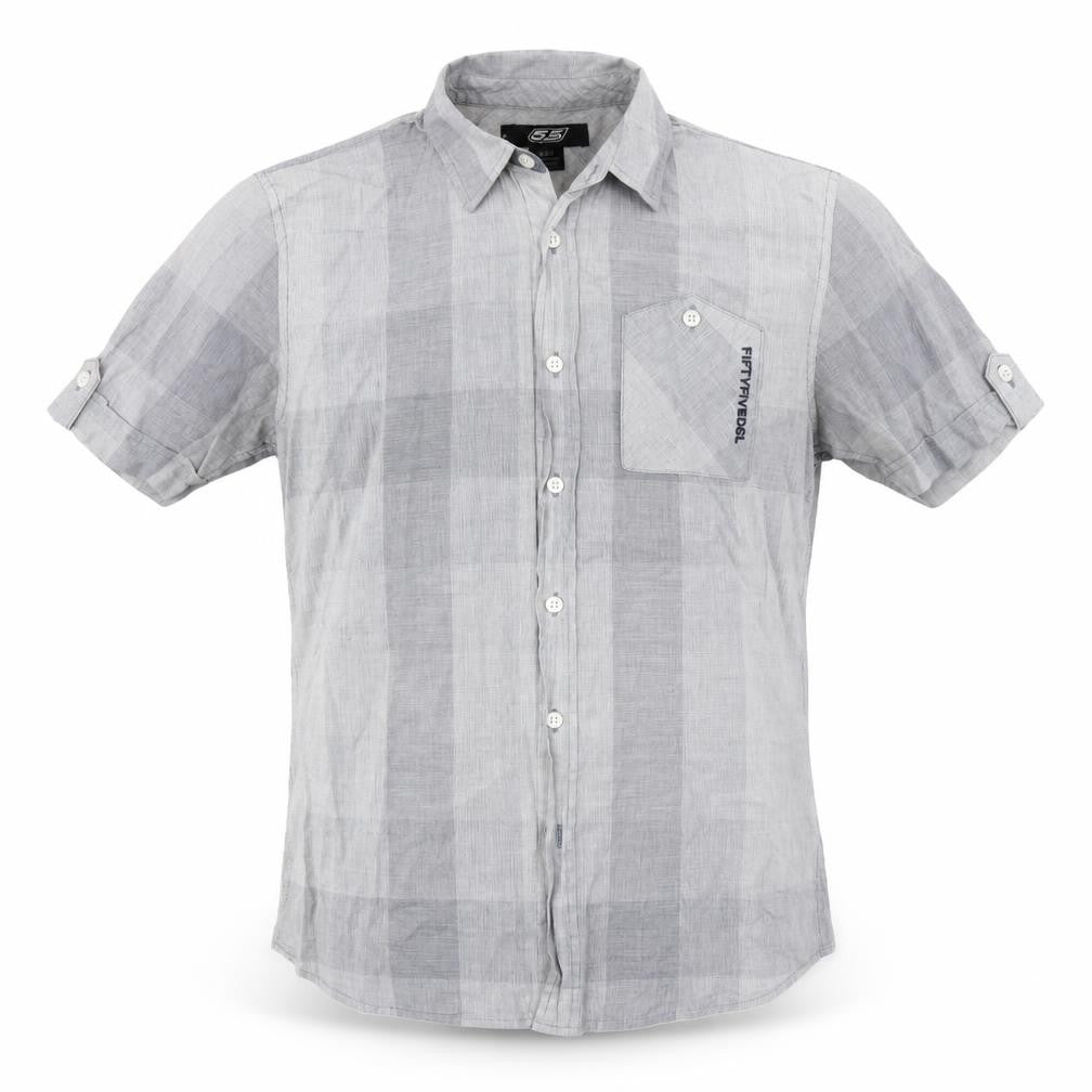 Fifty Five DSL Mens Grey Plaid Cotton  Button-Up Size M Collared