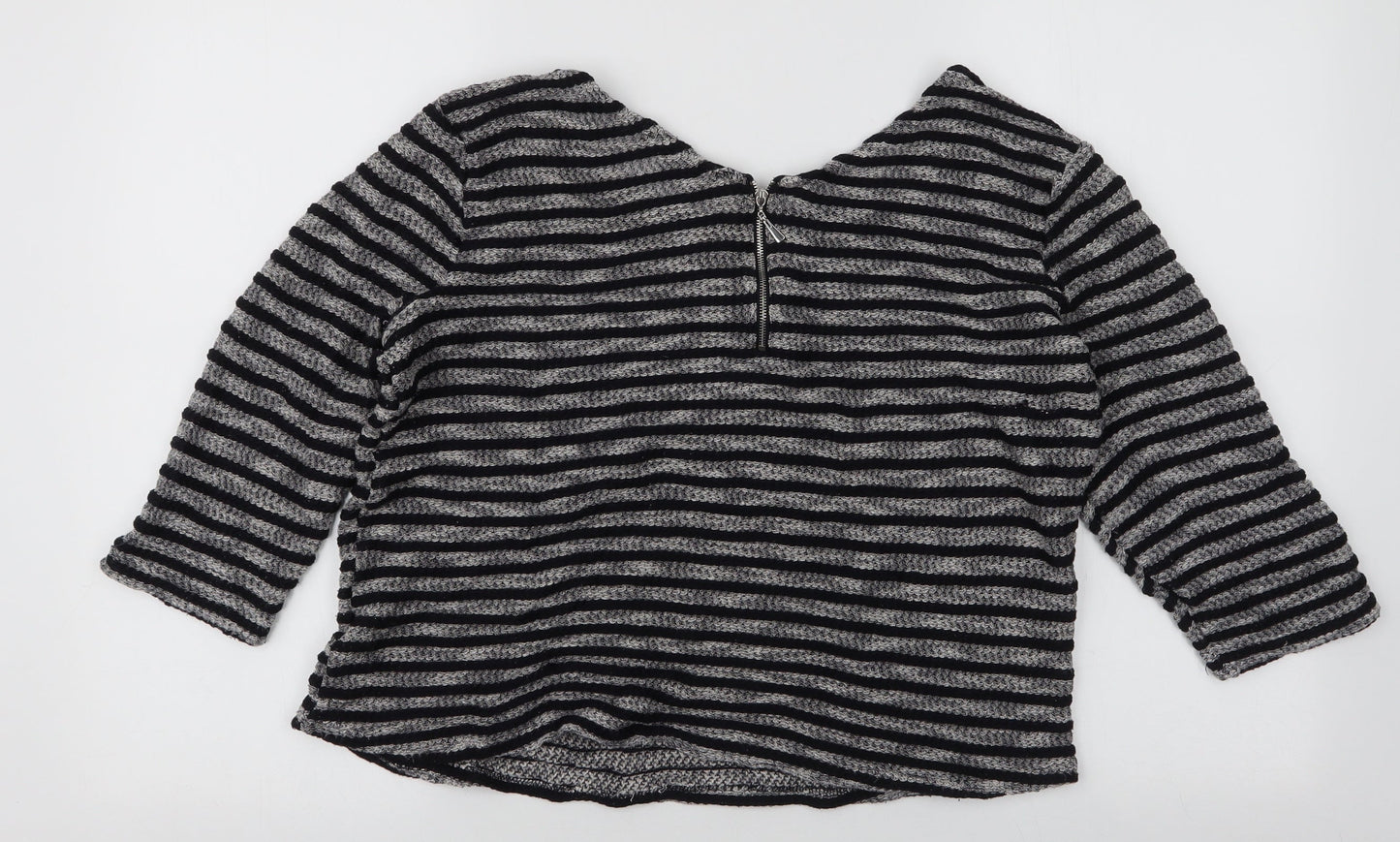 New Look Womens Multicoloured V-Neck Striped Polyester Pullover Jumper Size 16