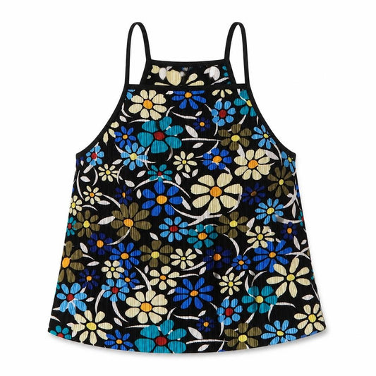 Topshop Womens Multicoloured Floral Polyester Camisole Blouse Size 6 High Neck