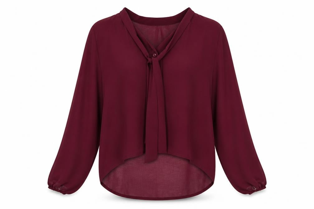 Exhibit Womens Red  Polyester Basic Blouse Size 10 V-Neck