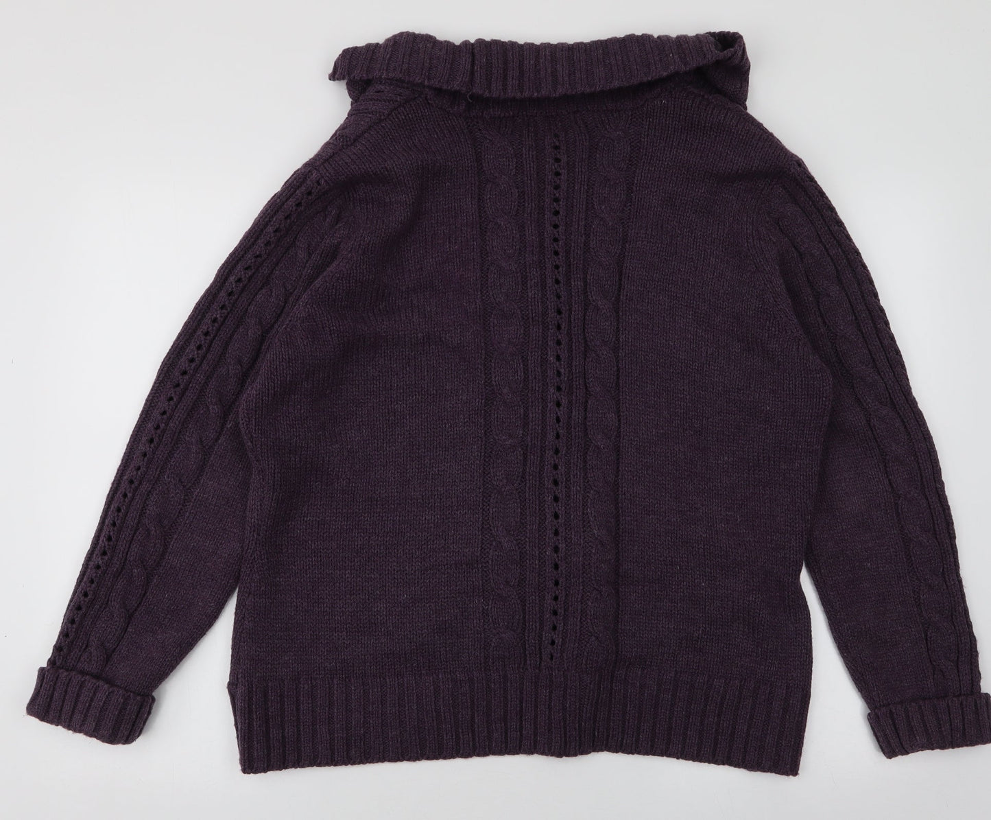 BM Womens Purple Collared  Acrylic Cardigan Jumper Size L
