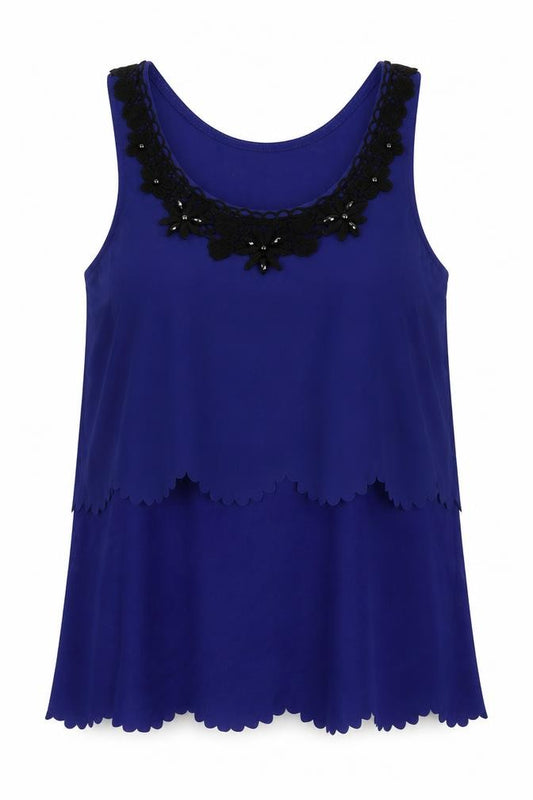 Savida Womens Blue  Polyester Camisole Blouse Size 10 Round Neck