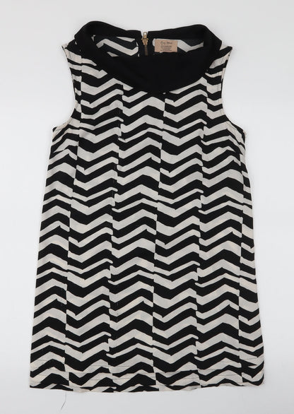 River Island Womens White Striped Polyester Basic Blouse Size 10 Collared