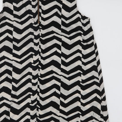 River Island Womens White Striped Polyester Basic Blouse Size 10 Collared