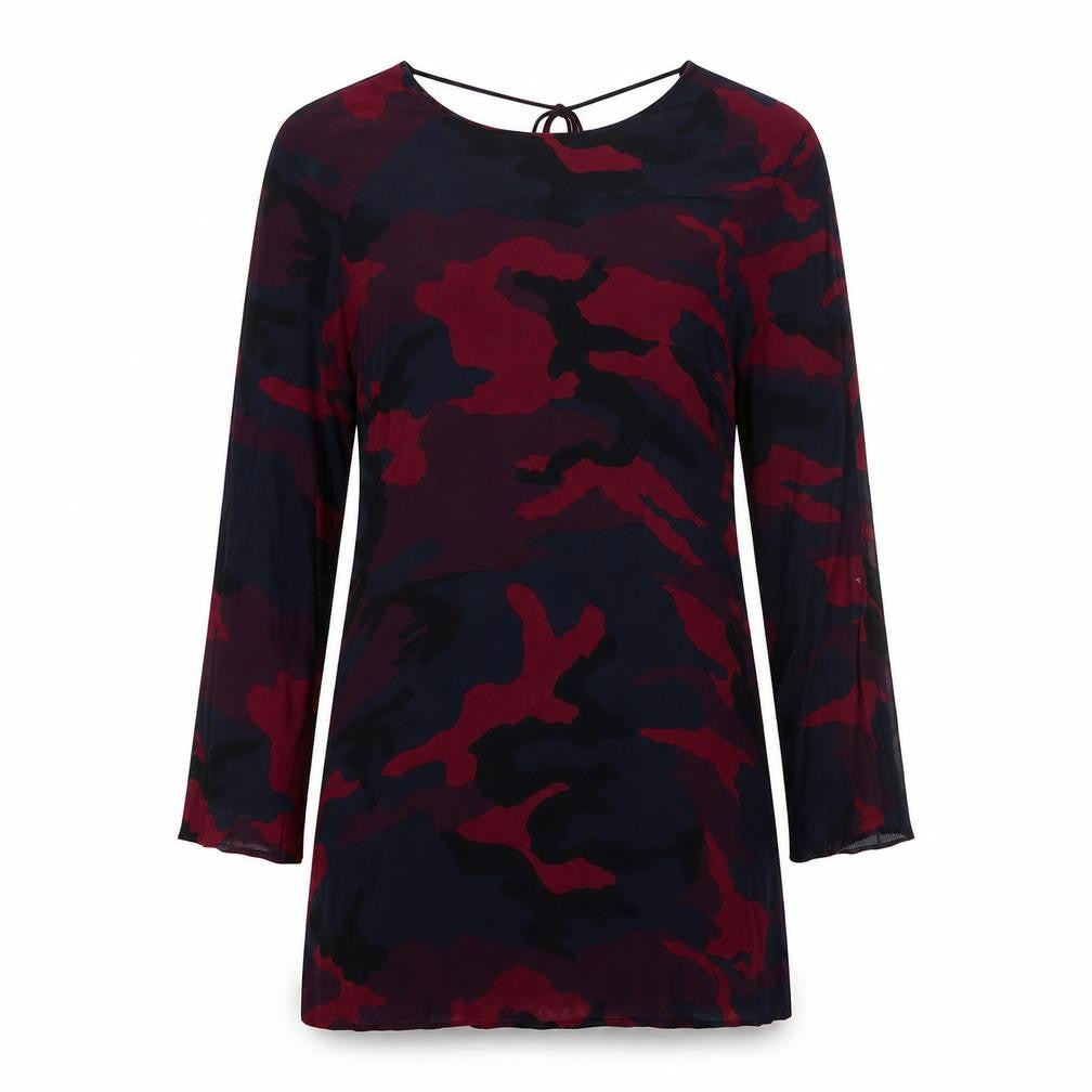 Zara Womens Multicoloured Camouflage Polyester A-Line  Size S  Round Neck Tie