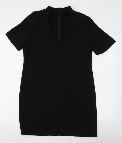 Preloved Zara Womens Black  Polyester A-Line  Size M  V-Neck Zip - Front
