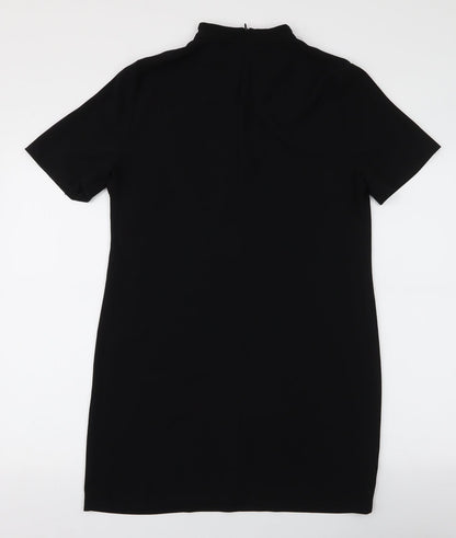 Preloved Zara Womens Black  Polyester A-Line  Size M  V-Neck Zip - Back