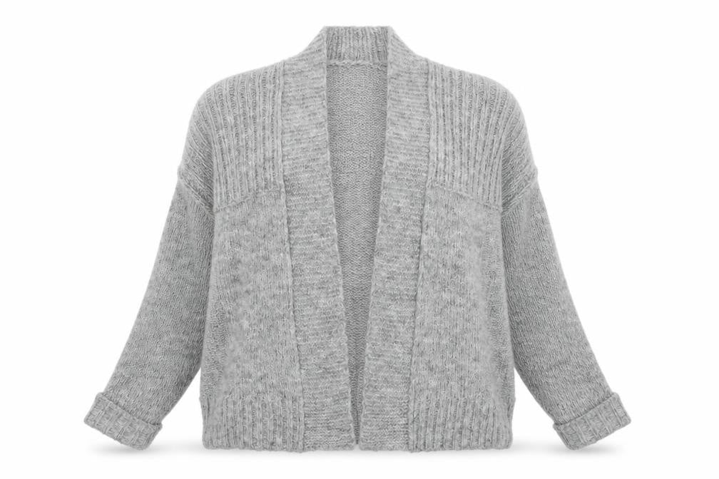 Indigo Womens Grey V-Neck  Polyester Cardigan Jumper Size 8