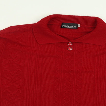 Perceptions Womens Red Collared  Acrylic Pullover Jumper Size XL