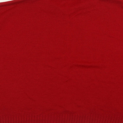 Perceptions Womens Red Collared  Acrylic Pullover Jumper Size XL
