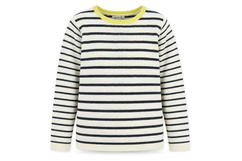Abcd R Boys White Crew Neck Striped Acrylic Pullover Jumper Size 10 Years  Pullover