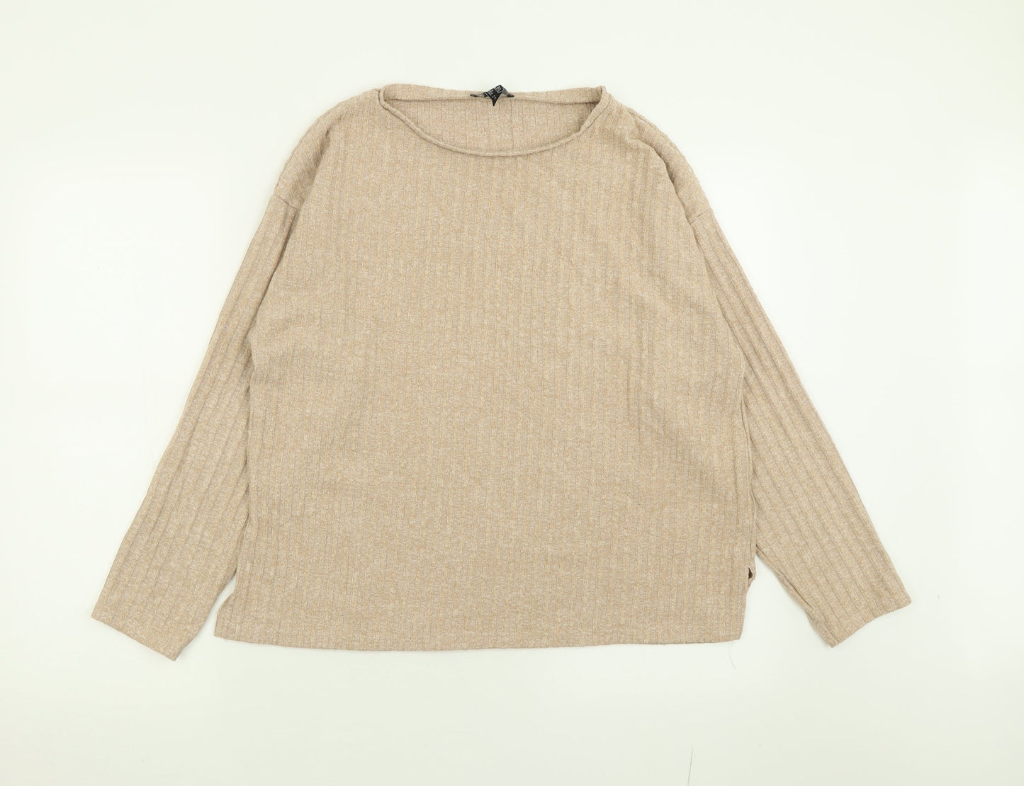 New Look Womens Beige Crew Neck  Polyester Pullover Jumper Size M
