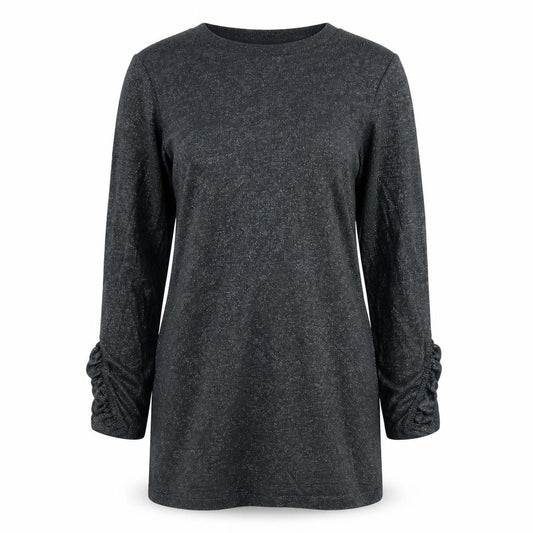 Tu Womens Silver  Acrylic Tunic T-Shirt Size 8 Crew Neck - Frill sleeve