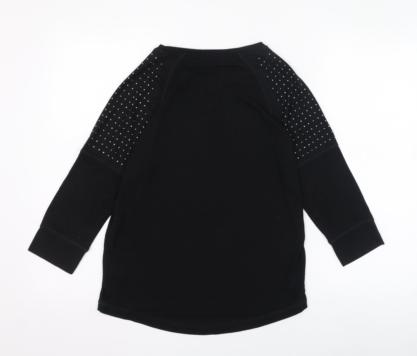 NEXT Womens Black  Polyester Basic T-Shirt Size 6 Round Neck