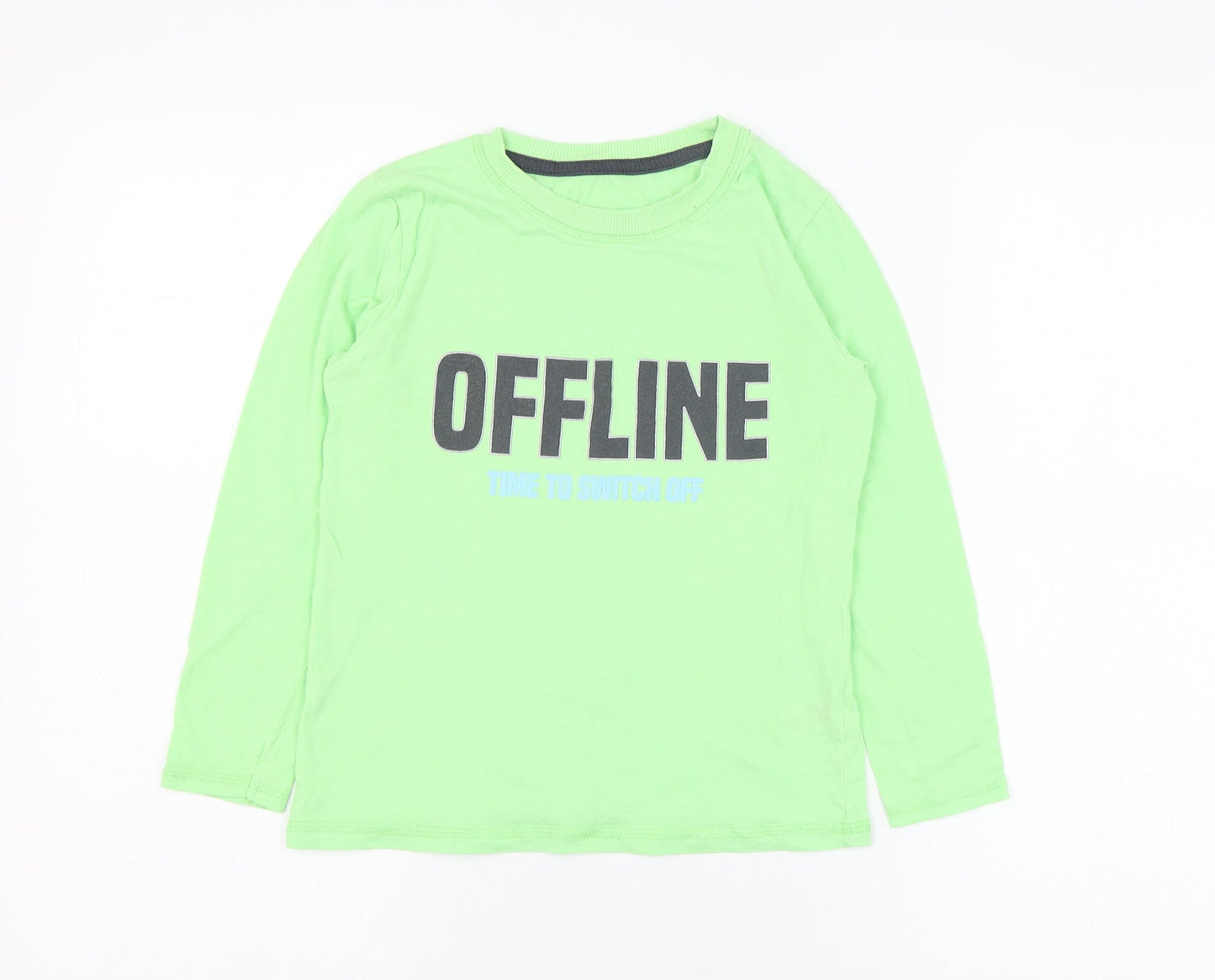 Dunnes Stores Boys Green  Cotton Basic T-Shirt Size 7-8 Years Round Neck Pullover