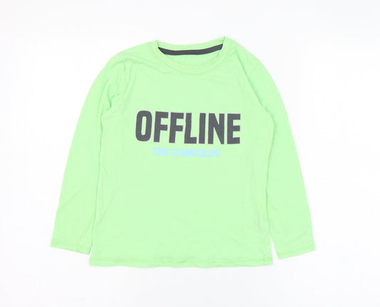 Dunnes Stores Boys Green  Cotton Basic T-Shirt Size 7-8 Years Round Neck Pullover