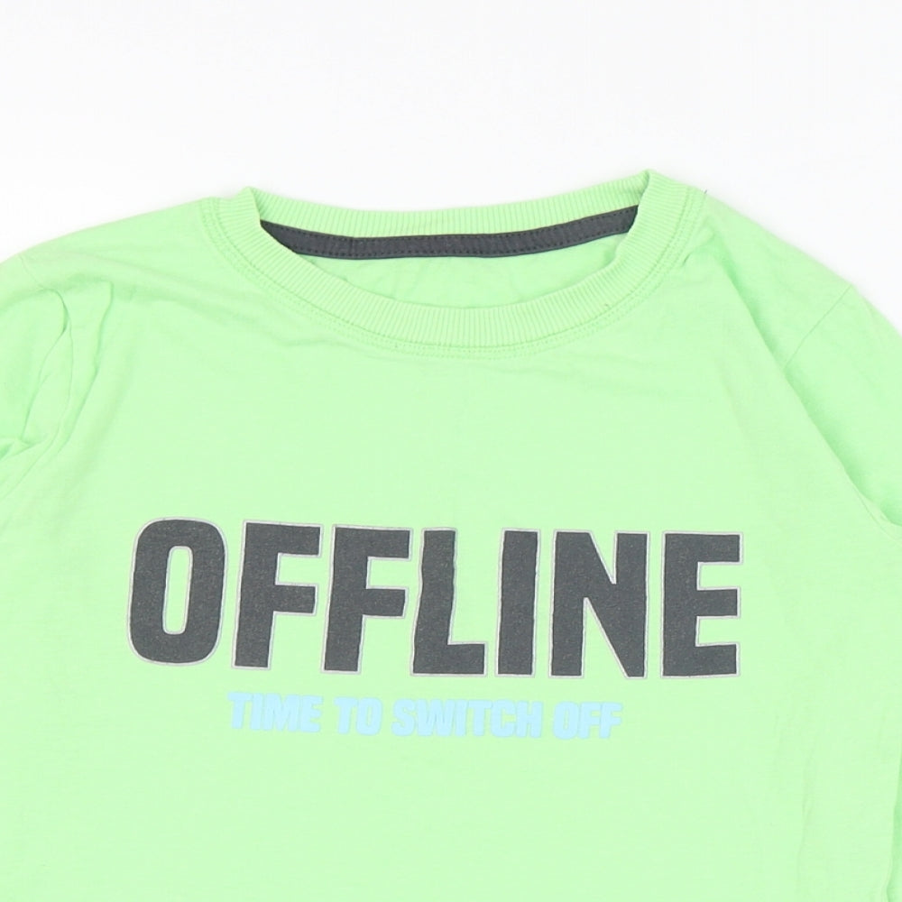Dunnes Stores Boys Green  Cotton Basic T-Shirt Size 7-8 Years Round Neck Pullover