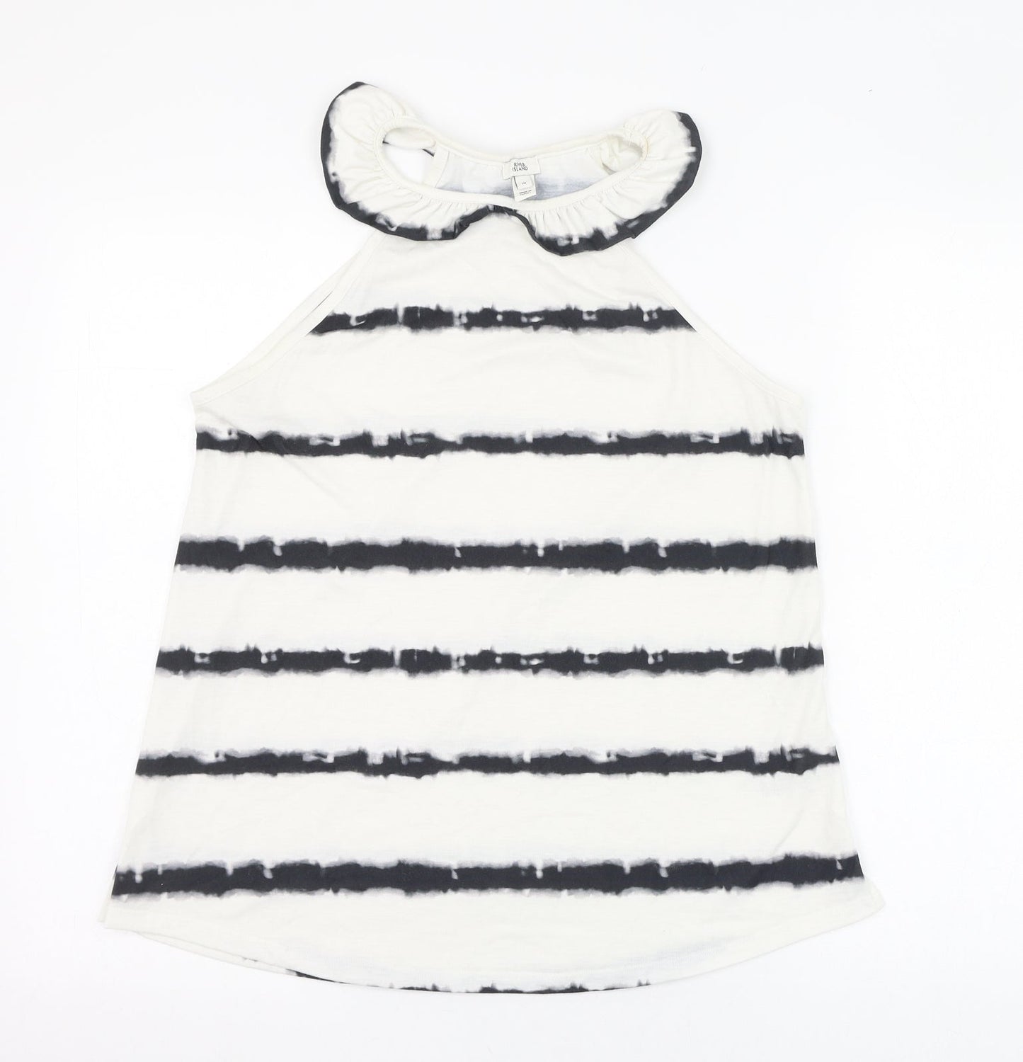 River Island Womens Ivory Striped Polyester Basic Tank Size 10 Halter