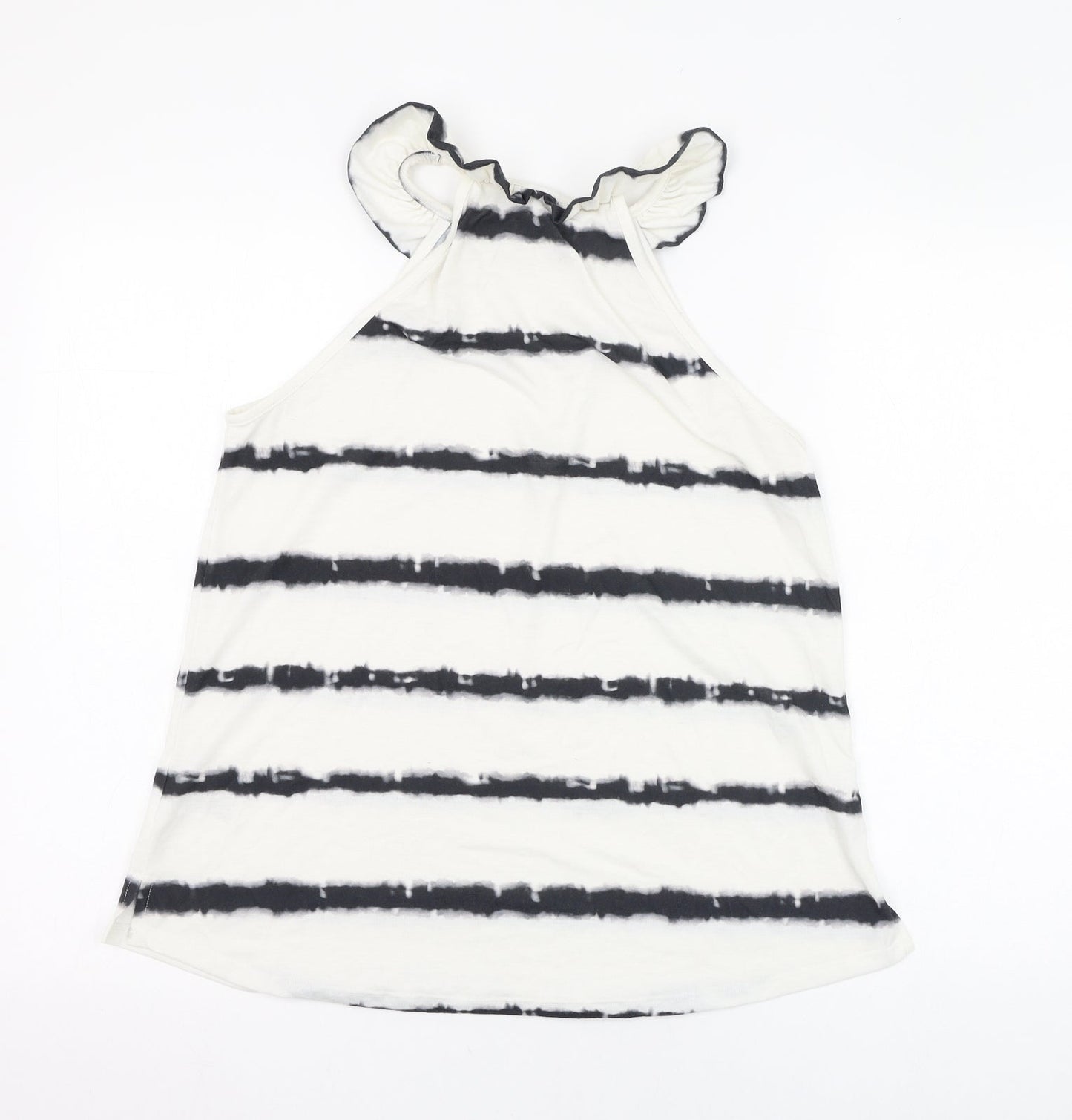 River Island Womens Ivory Striped Polyester Basic Tank Size 10 Halter