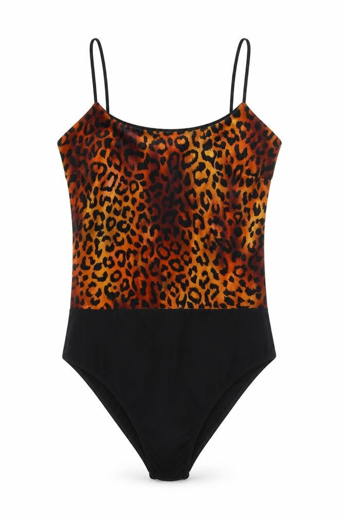 Edge Street Womens Orange Animal Print Polyester Bodysuit One-Piece Size 10  Hook & Loop
