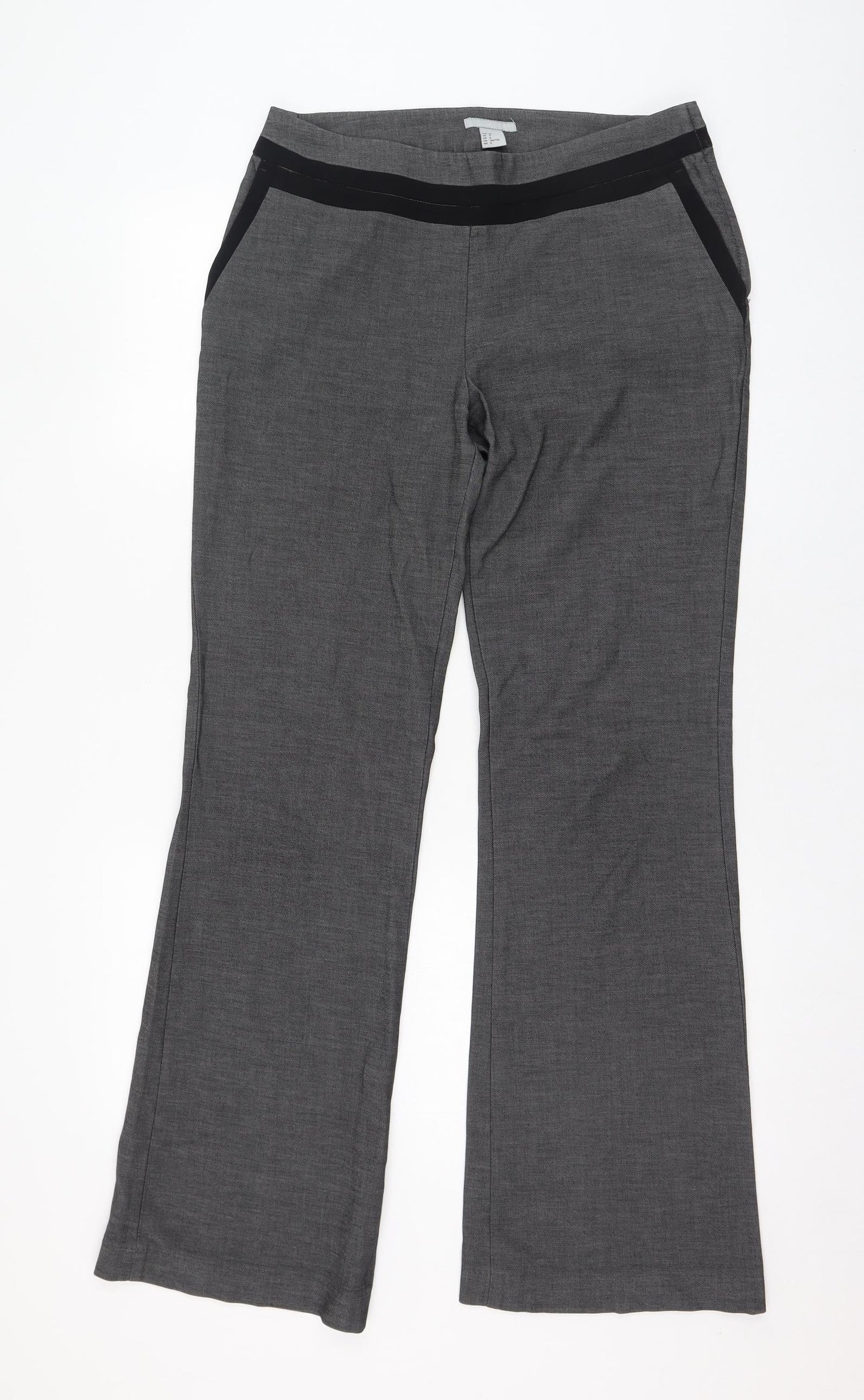 H&M Womens Grey  Polyester Trousers  Size 10 L30 in Regular Zip