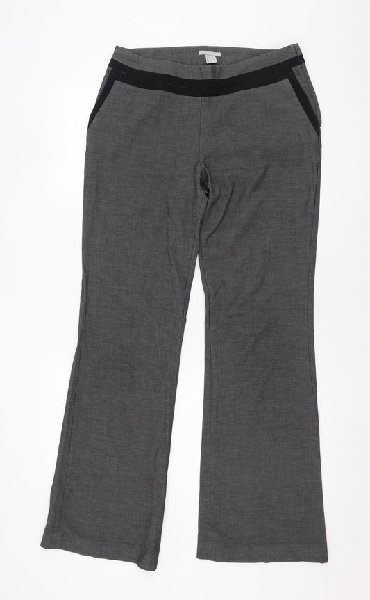 H&M Womens Grey  Polyester Trousers  Size 10 L30 in Regular Zip