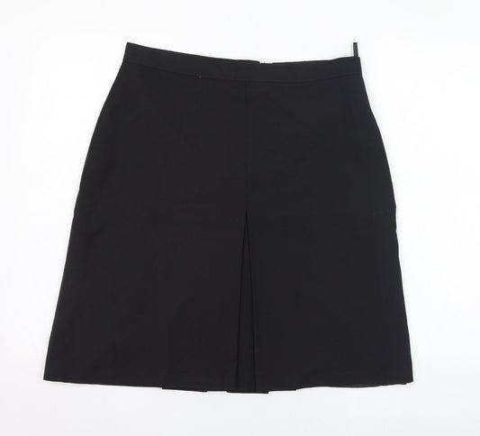Preworn Womens Black  Polyester A-Line Skirt Size 32   Zip